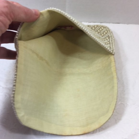 Vintage Le Jule Hong Kong Beaded Ivory Flap Over Pouch 7.5x4.5 - Picture 5 of 8